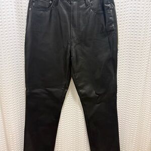 Agolde Black Straight Leg Pants recycled leather